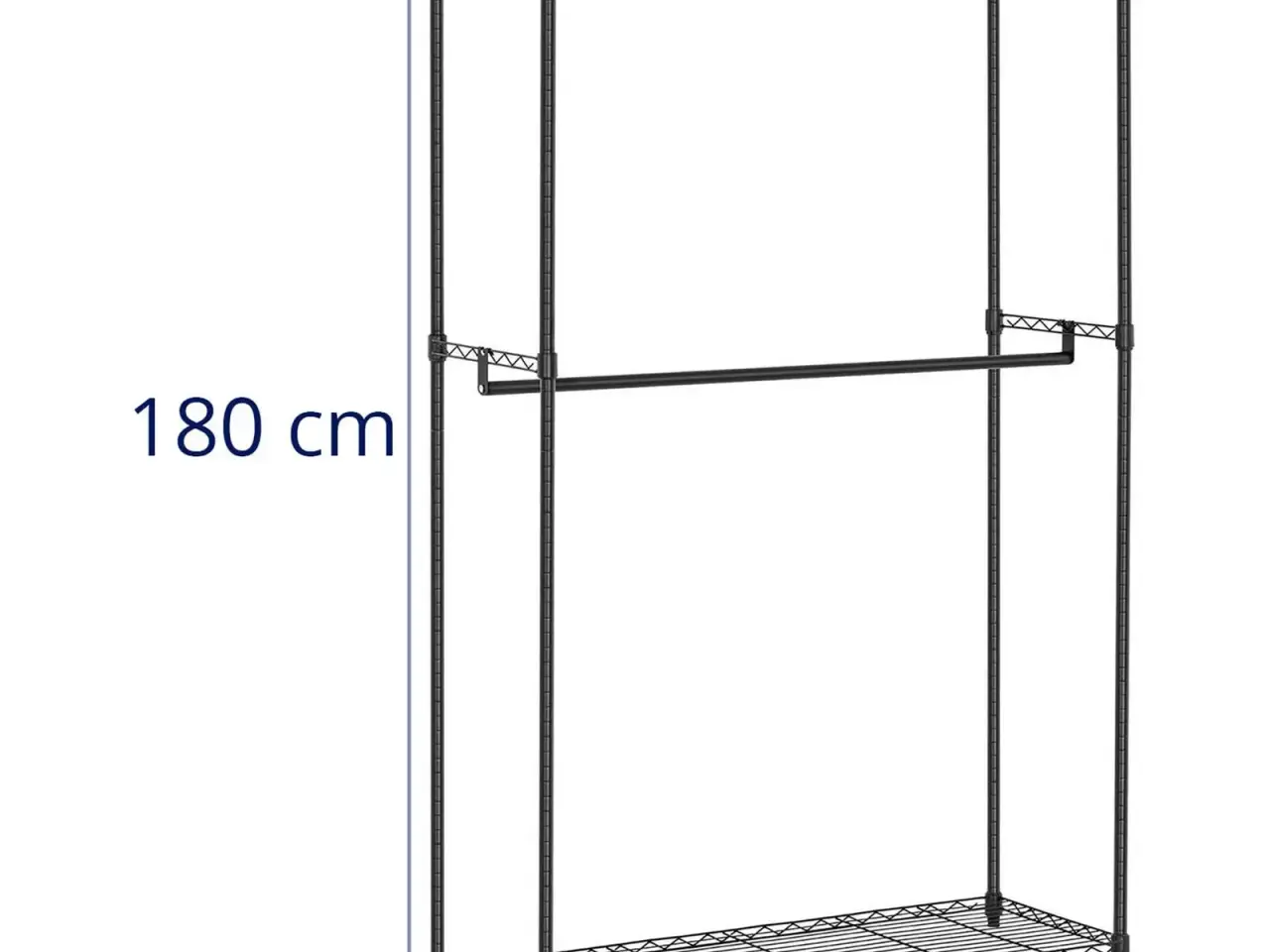 Billede 7 -  Robust Sort Tøjstativ (120cm) – 2 Bøjlestænger