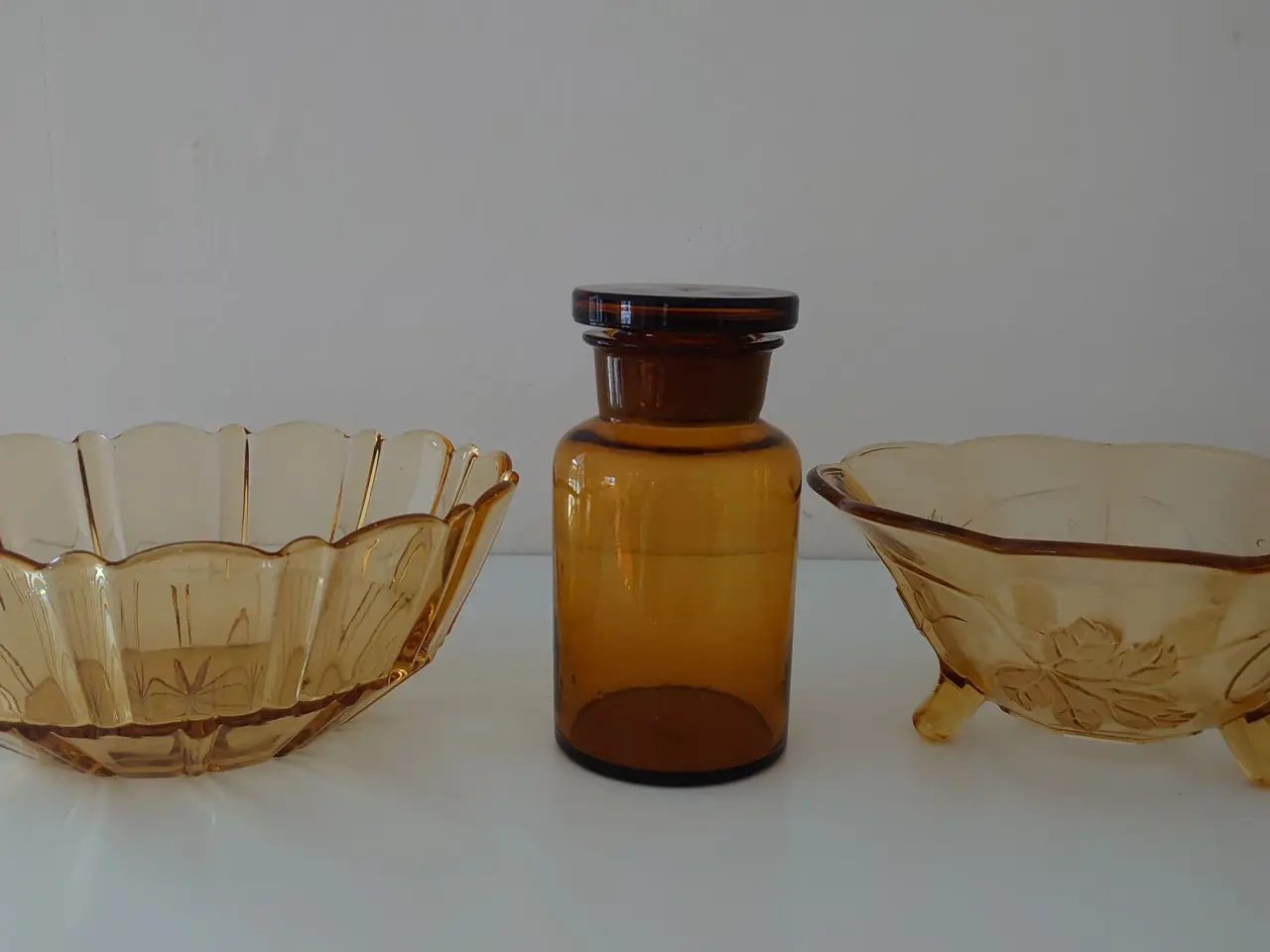 Billede 2 - 3 vintage ravfarvede glasobjekter