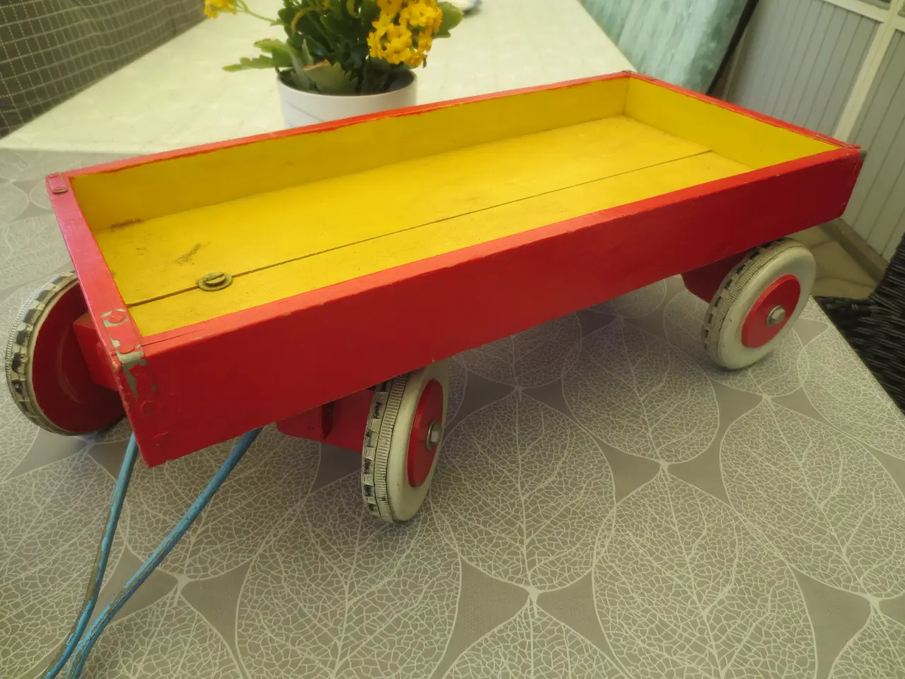 Billede 3 - 1 sæt Retro Model trælegetøj Traktor og vogn
