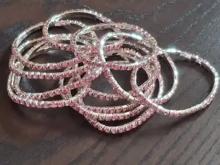 Armbånd med pink sten - 12 stk