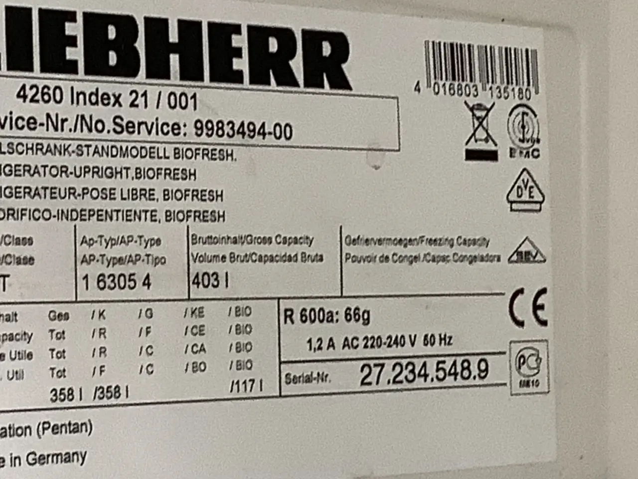 Billede 5 - Liebherr køleskab