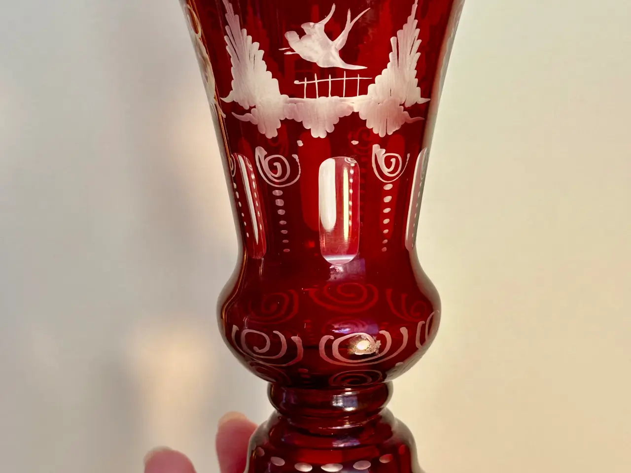 Billede 3 - Vintage genstande af bøhmisk vinrød glas sælges