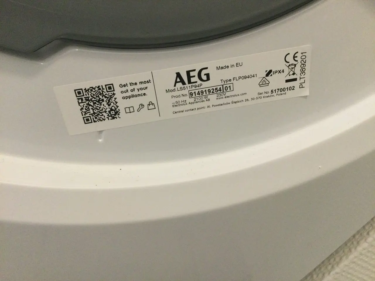 Billede 3 - AEG frontbetjent vaskemaskine 5000-serie LS511P94P