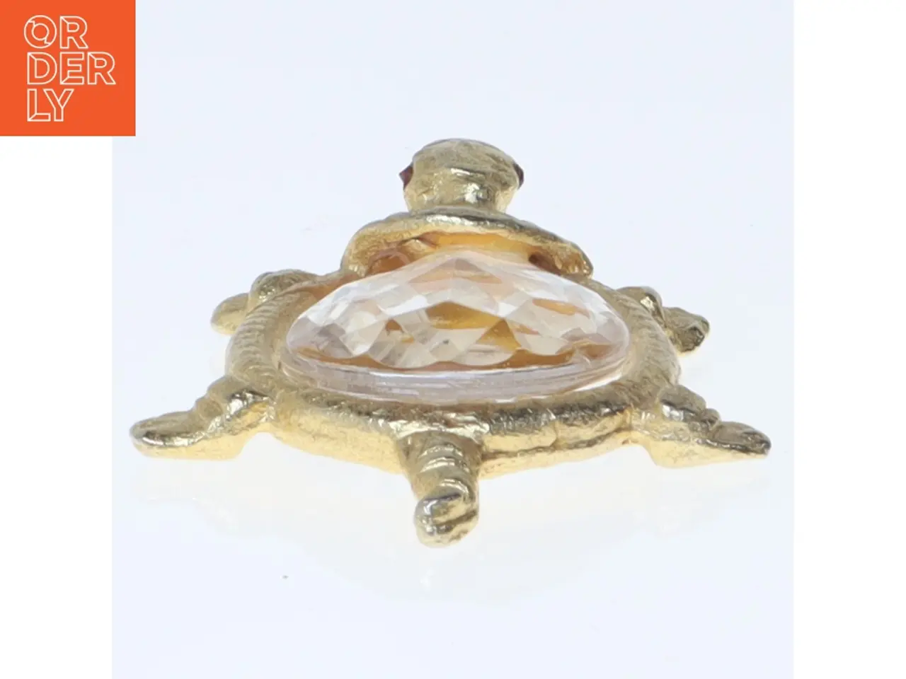 Billede 1 - Broche skildpadde med krystalglas (str. 6,5 cm)