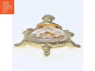 Broche skildpadde med krystalglas (str. 6,5 cm)