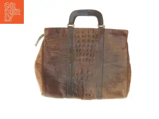Krokodillepræget Læder Bon Goût PC håndtaske (str. 40 x 32 cm)