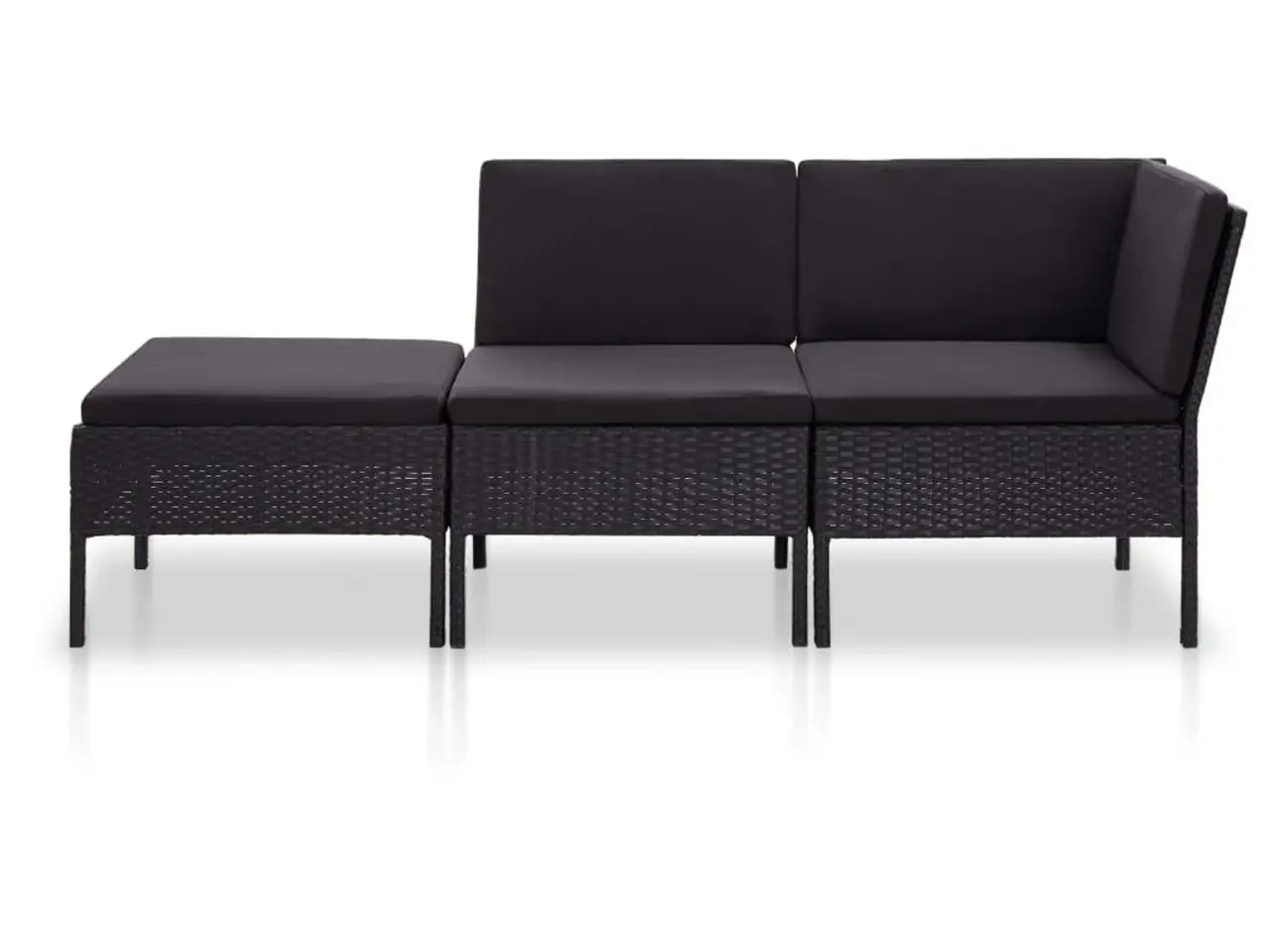 Billede 3 - Haveloungesæt 3 dele med hynder polyrattan sort