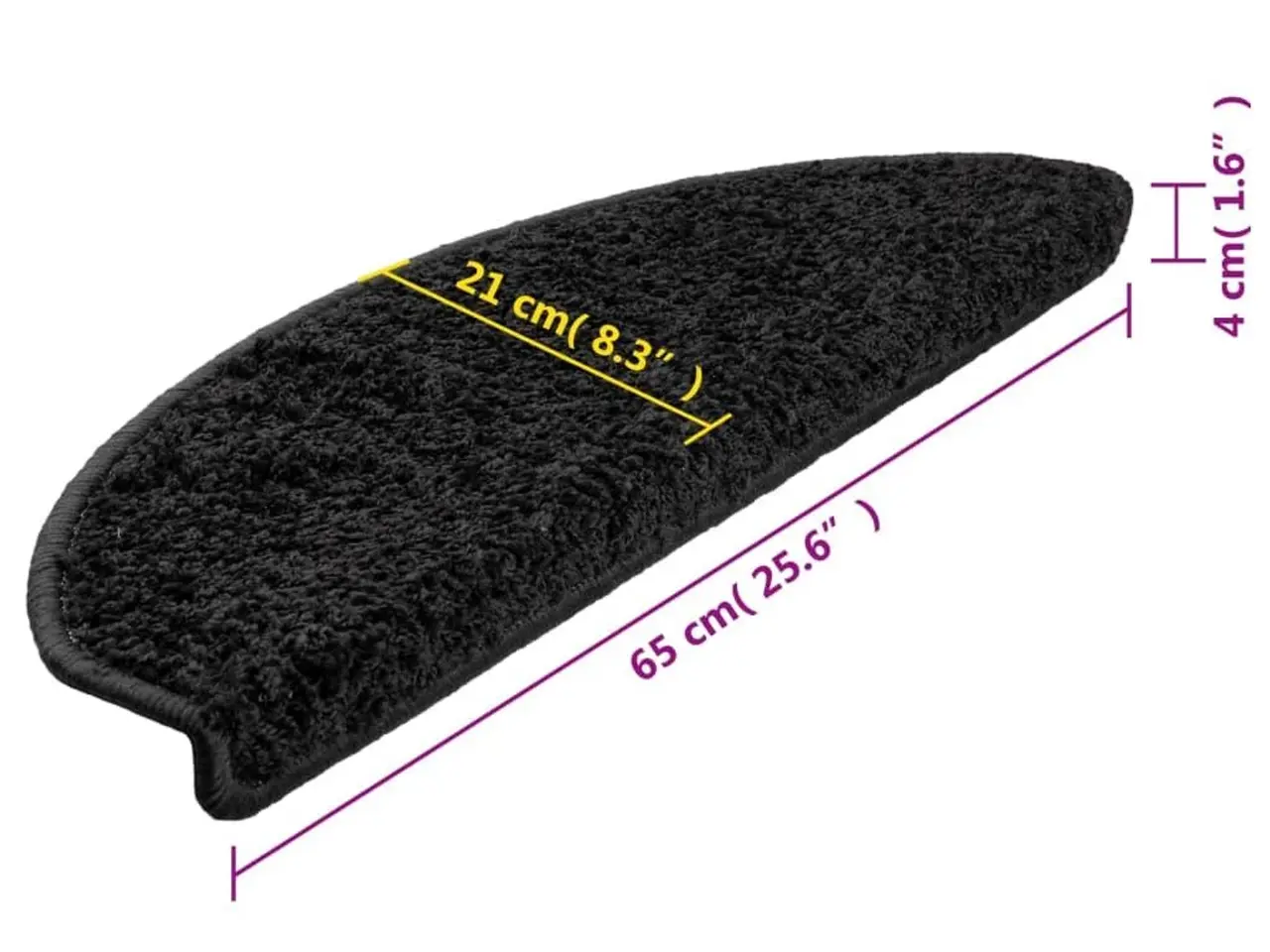 Billede 9 - Trappemåtter - 15 stk. halvrunde 65 × 21 × 4 cm - sort
