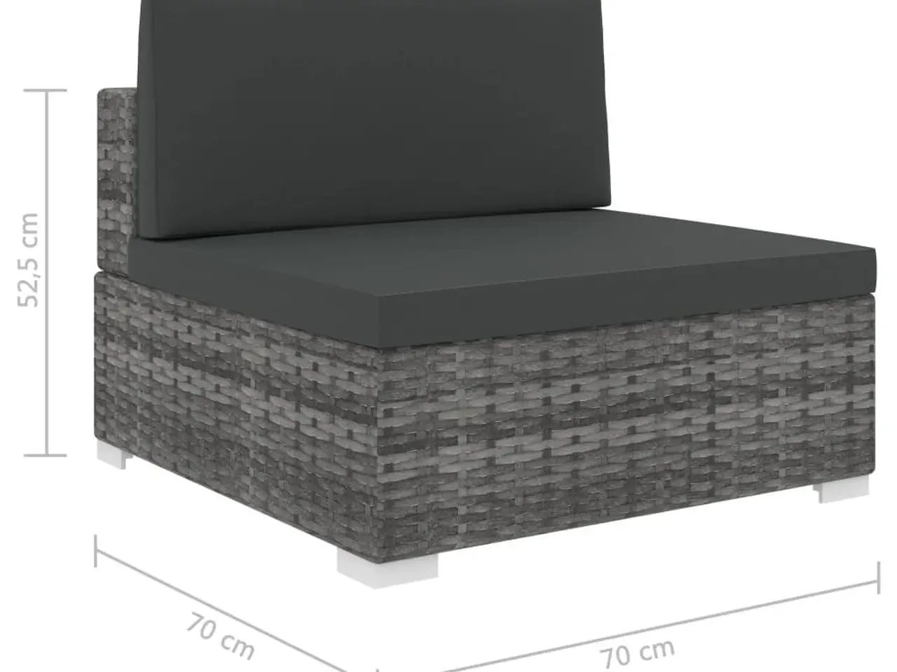 Billede 5 - Midtersæde til havesofa med hynder i polyrattan - grå