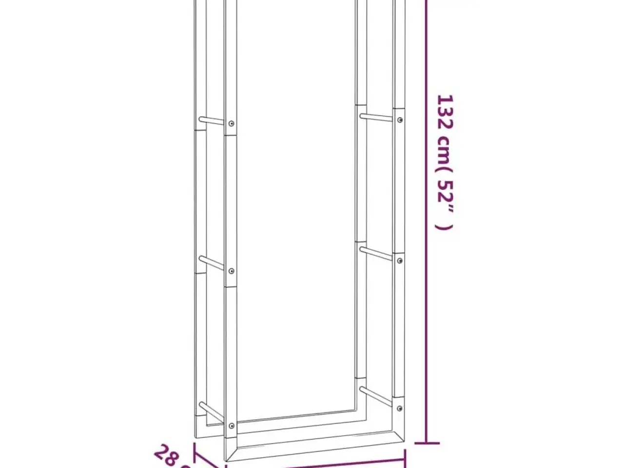 Billede 6 - Brændestativ 50x28x132 cm stål matsort