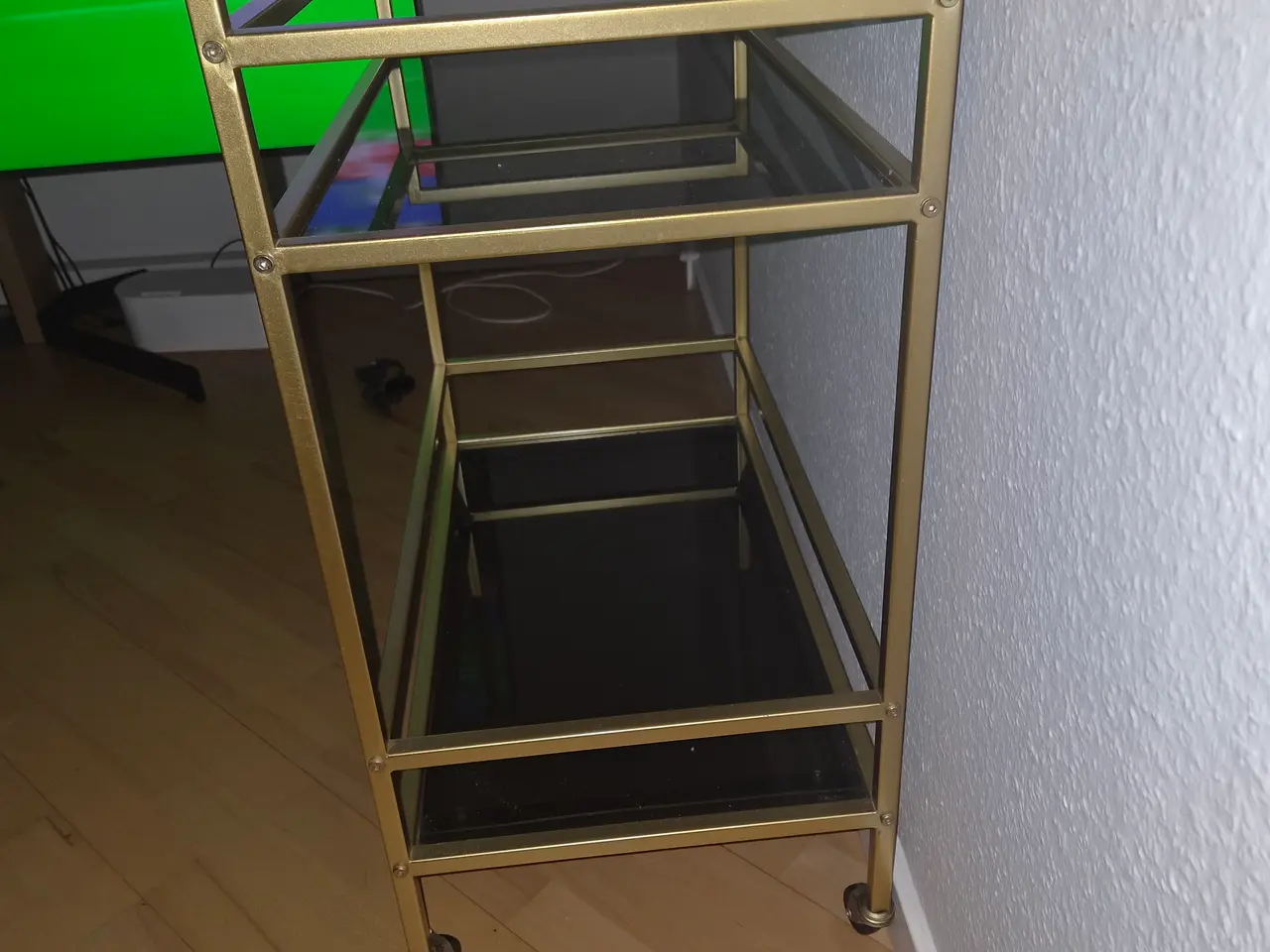 Billede 2 - Barbord/rullevogn i messing med glasplader