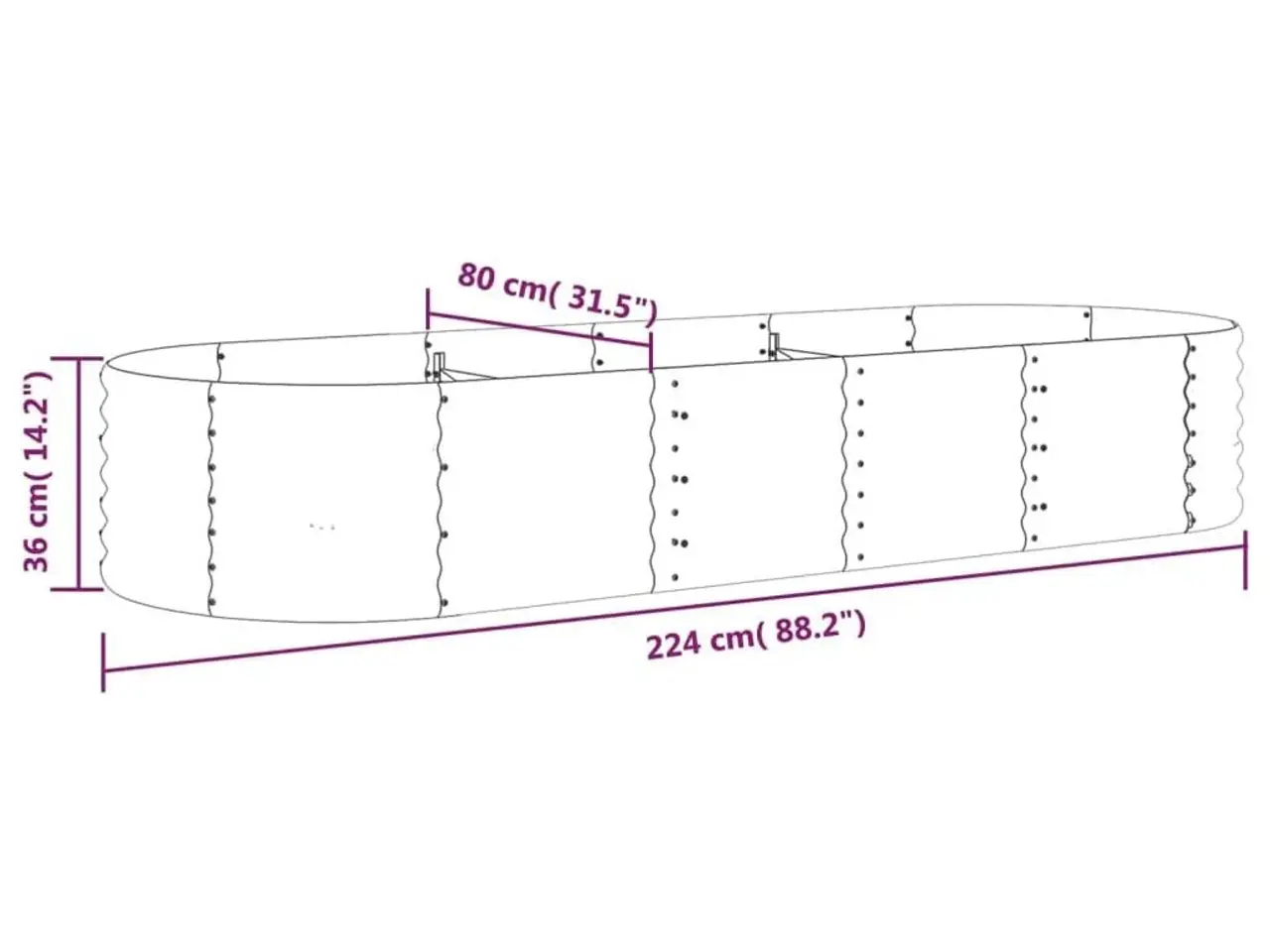 Billede 6 - Plantekasse 224x80x36 cm galvaniseret stål antracitgrå