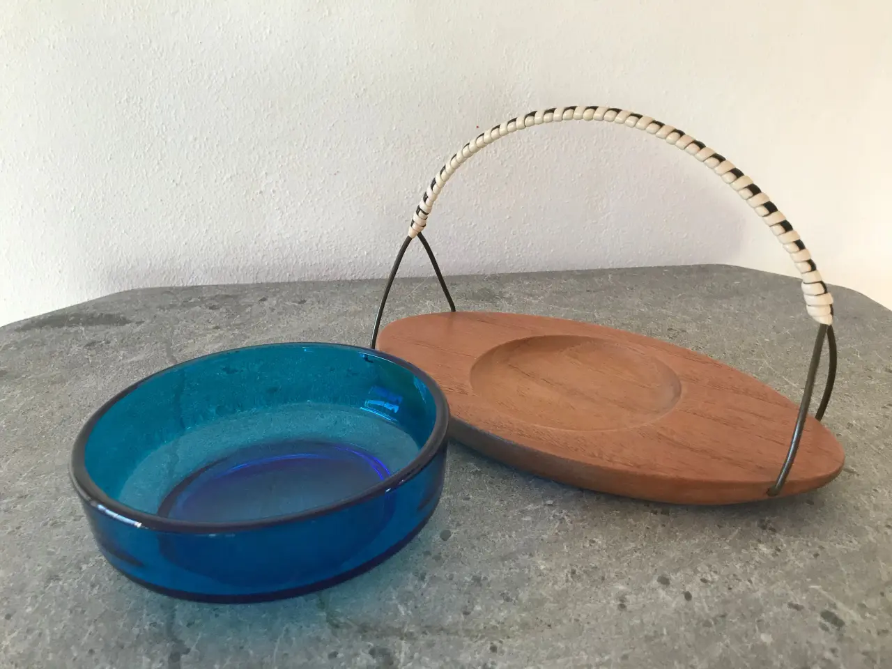 Billede 7 - Retro teak / glasskål / serveringsskål