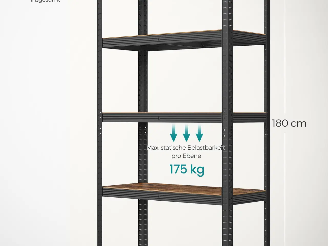 Billede 7 - Opbevaringsreol GLR040B11 40 x 90 x 180 cm - rustik brun/sort