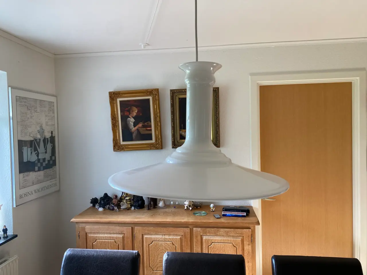 Billede 1 - Flot gammel, stor Holmegård spisebordslampe.