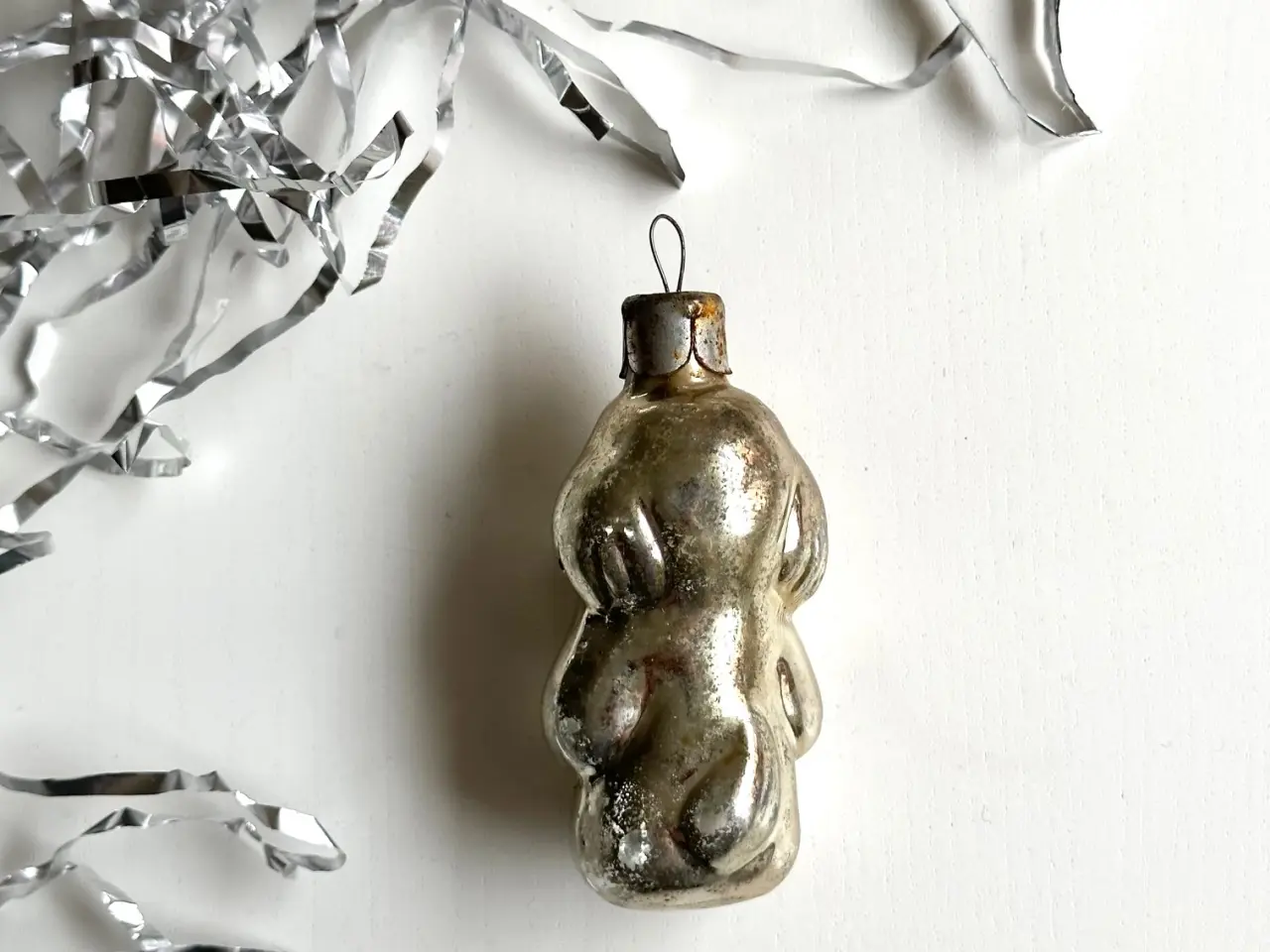 Billede 2 - Vintage juleornament, sølv hund