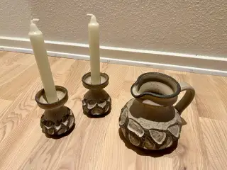 Løvemose Keramik, vase og lysestager