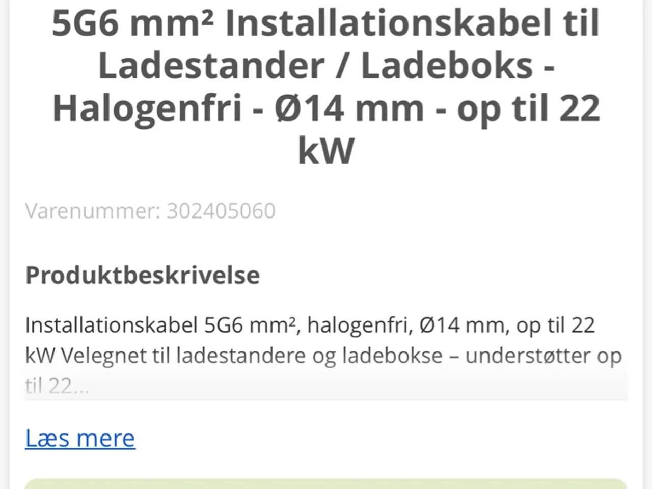 Billede 3 - Elkabel til ladebox eller cee stik. 10m 5G6.