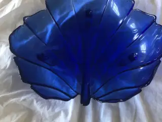 Flot blåt glas fad 