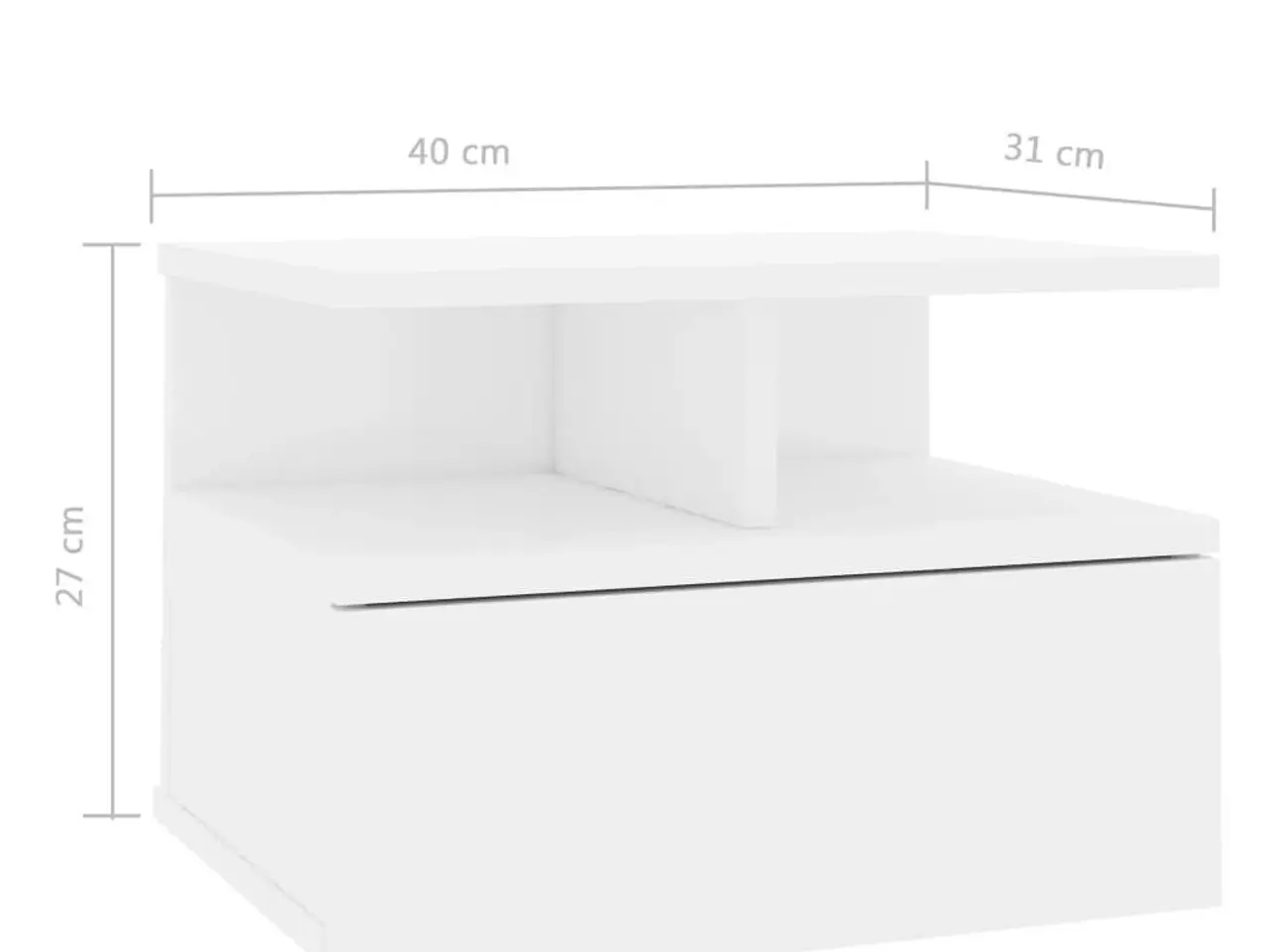 Billede 7 - Svævende natborde 2 stk. 40x31x27 cm konstrueret træ hvid