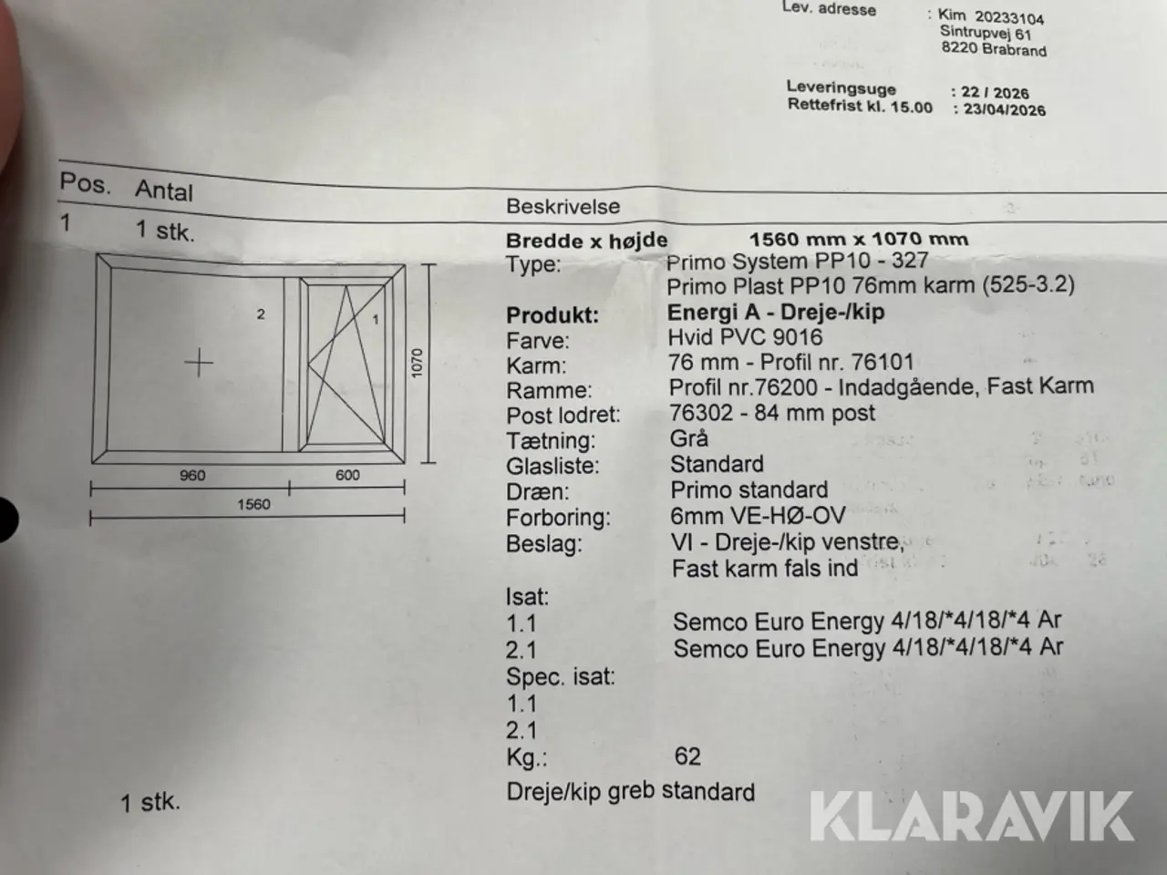Billede 8 - Vindue Primo vinduer Primo system PP10 1 styk