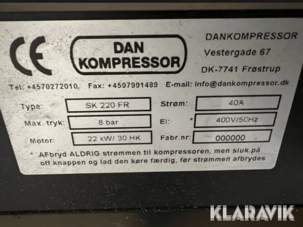 Billede 6 - Kompressorer Dan Kompressor SK 220 FR