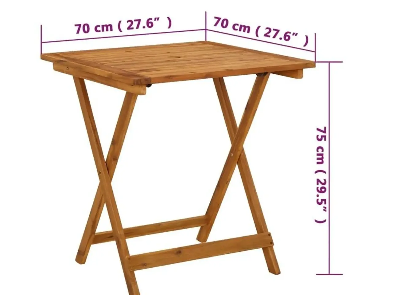 Billede 2 - Foldbart havebord 70 x 70 x 75 cm massivt akacietræ