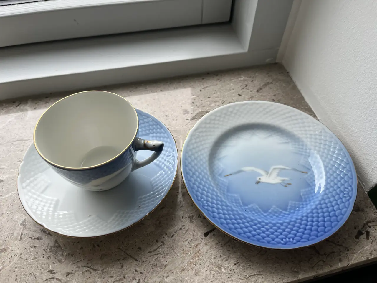 Billede 2 - Mågestel Kaffekop, underkop og dessert tallerken