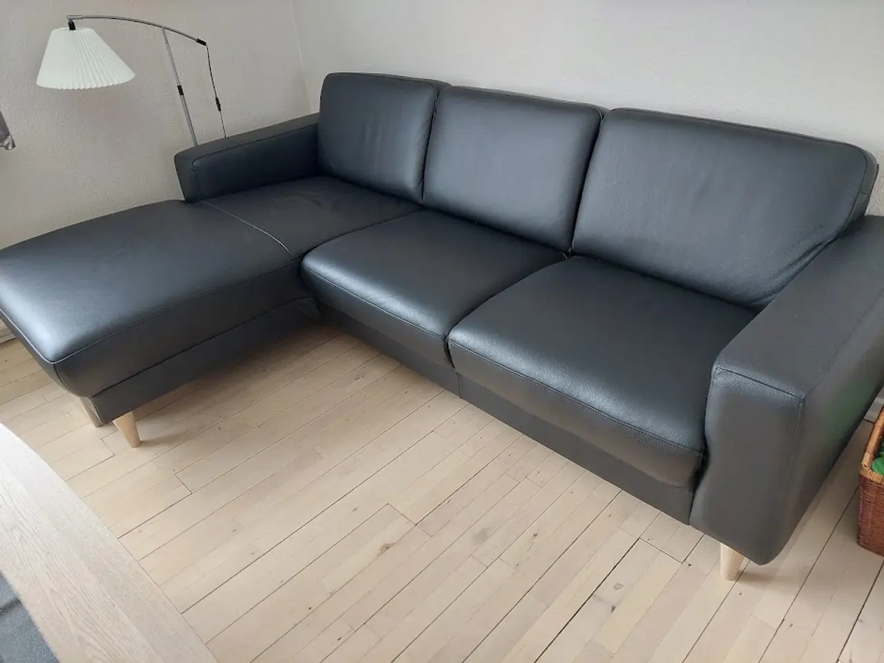 Billede 1 - Lædersofa m chaiselong