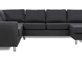 Laura hjørnesofa med chaiselong - højrevendt, grå stof