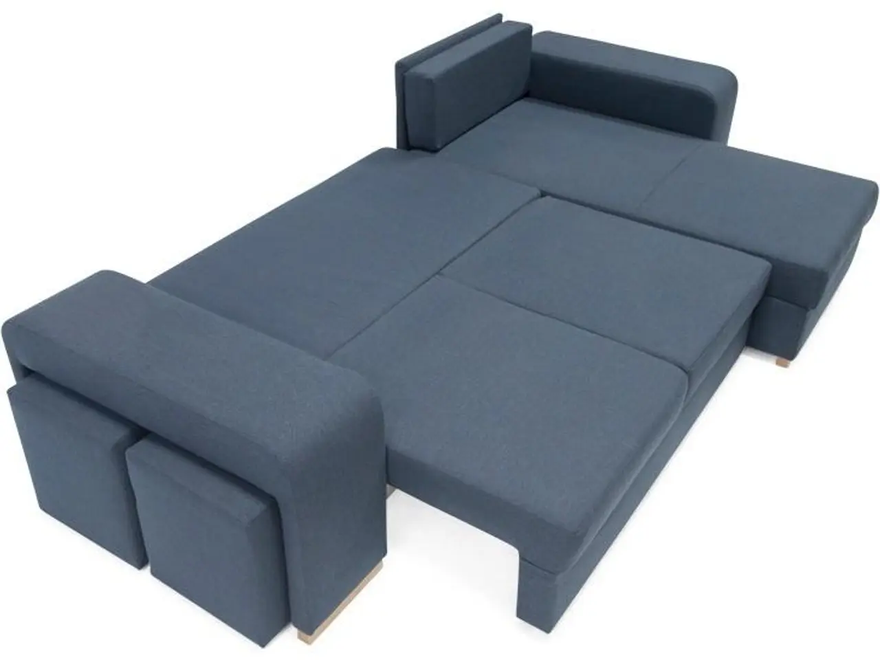 Billede 2 - Vendbar sovesofa Mark med 2 puffer - Blå Inari 80