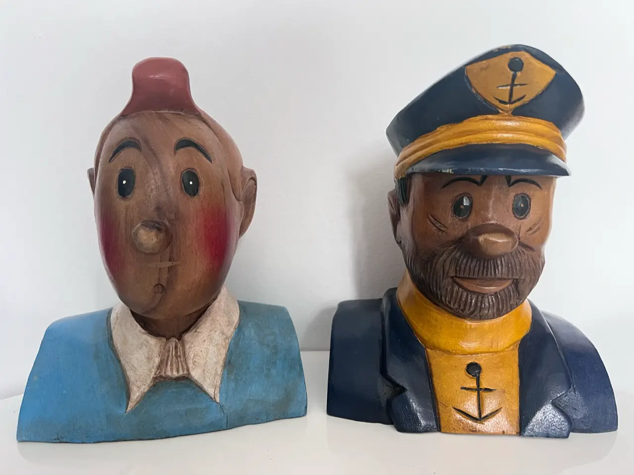Billede 5 - Store Tintin og Haddock buste figurer i træ