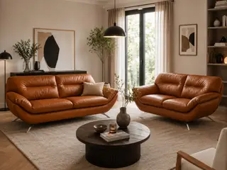 Hjort Knudsen Taastrup 3 + 2 pers lædersofa