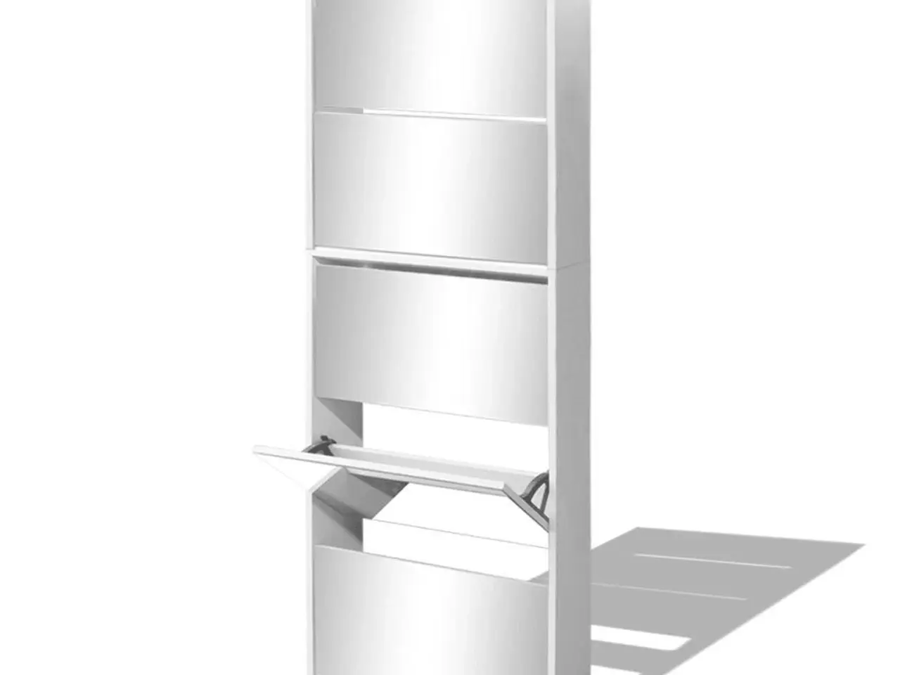 Billede 3 - Skoskab med spejl - 5 rum, 63×17×169,5 cm, hvid
