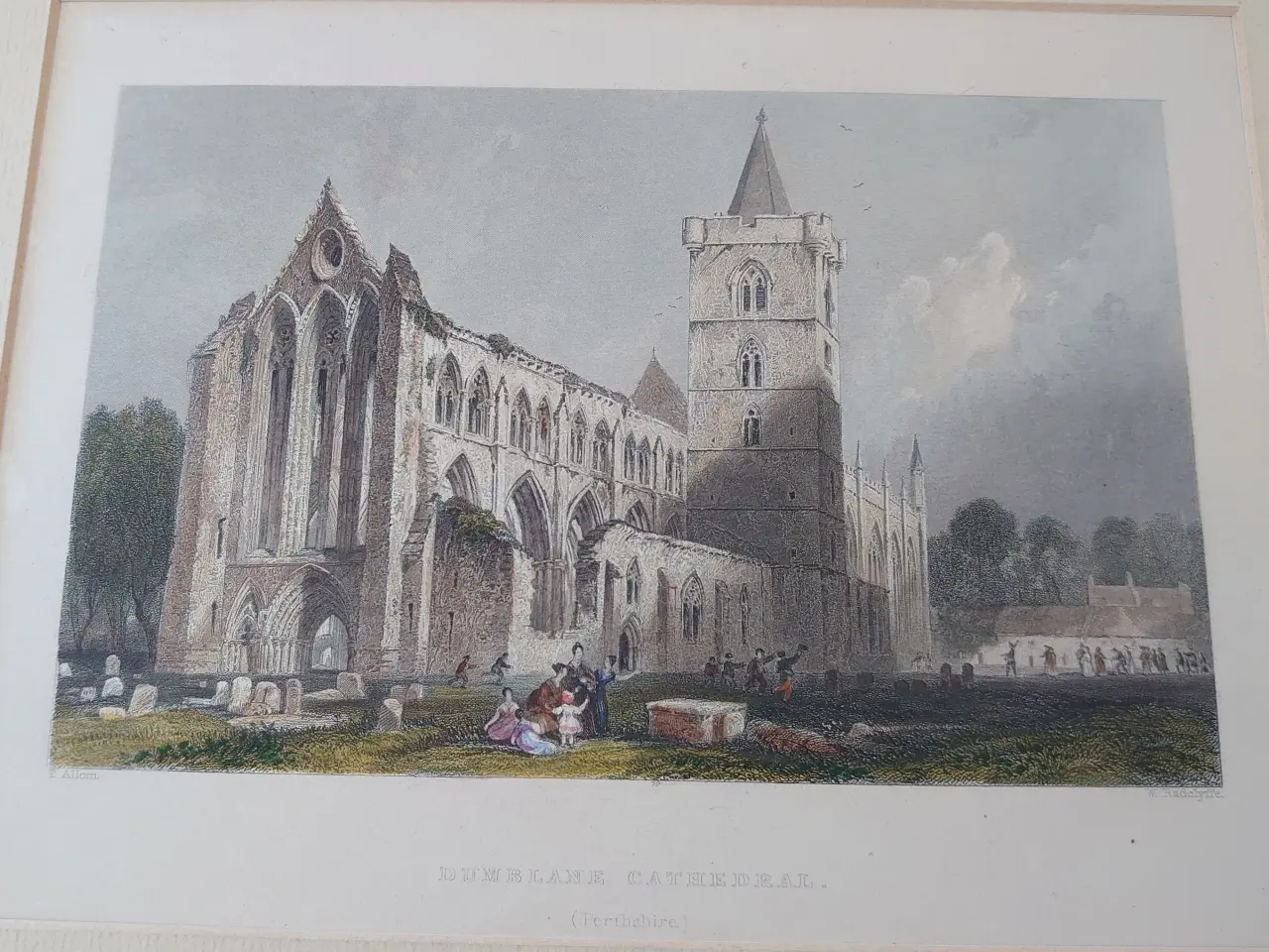 Billede 4 - 4 stk antikke kolorerede kobberstik fra 1833-1840.