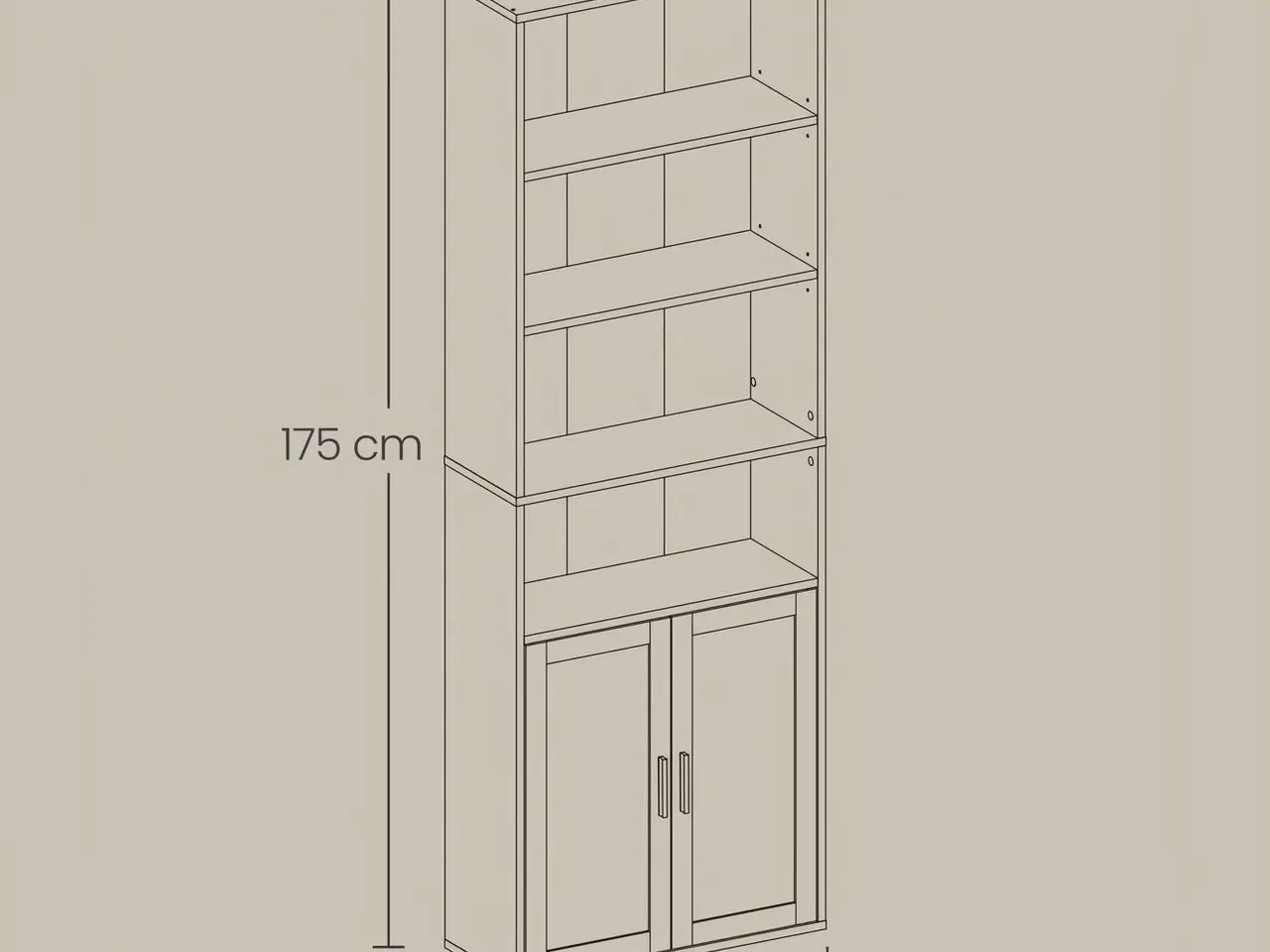 Billede 3 - Bogreol med låger, 24 x 60 x 175 cm