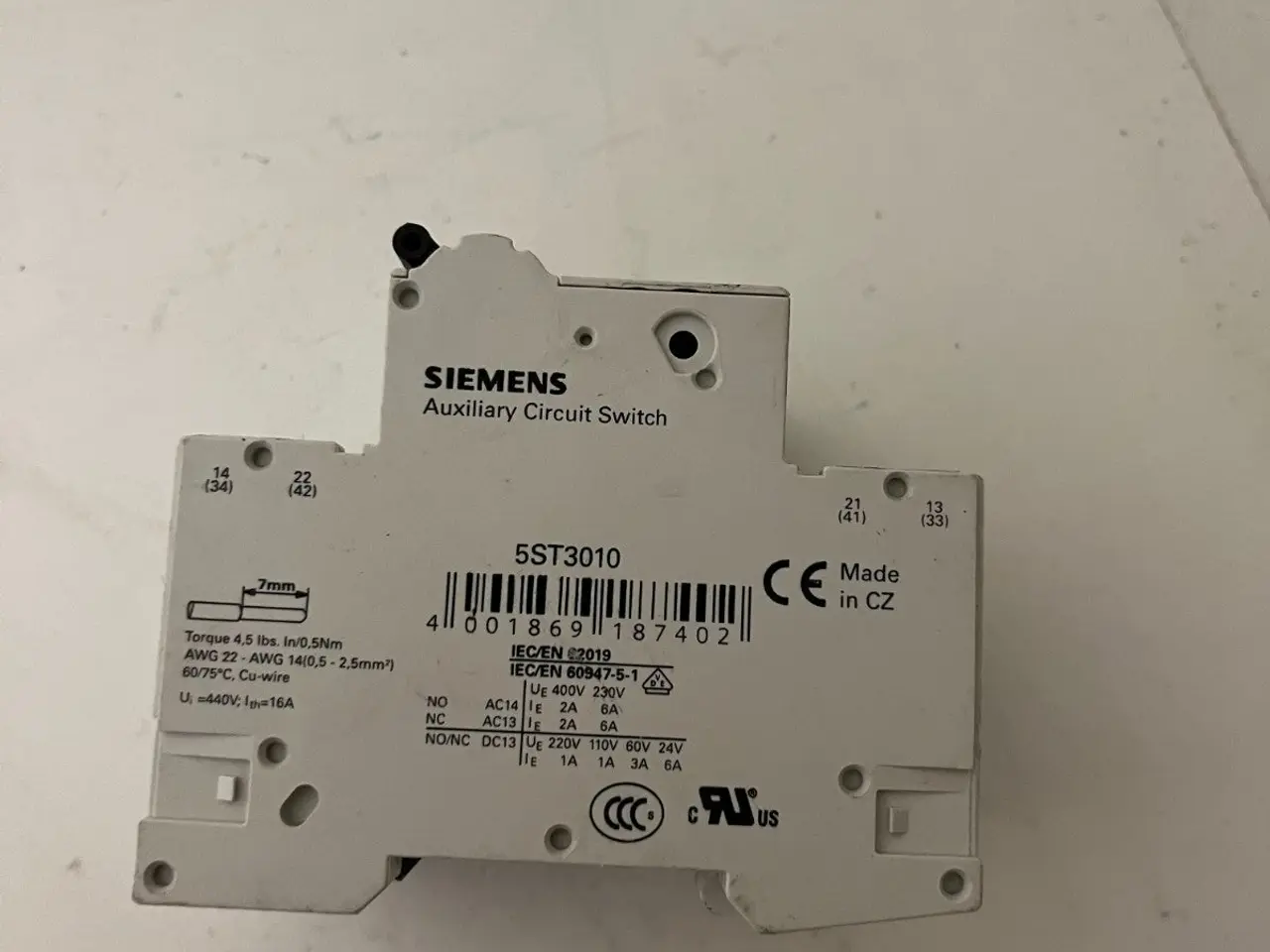 Billede 5 - Siemens 5SL4325-7 C25 3-Pole MCB 25A 400V w/ Aux
