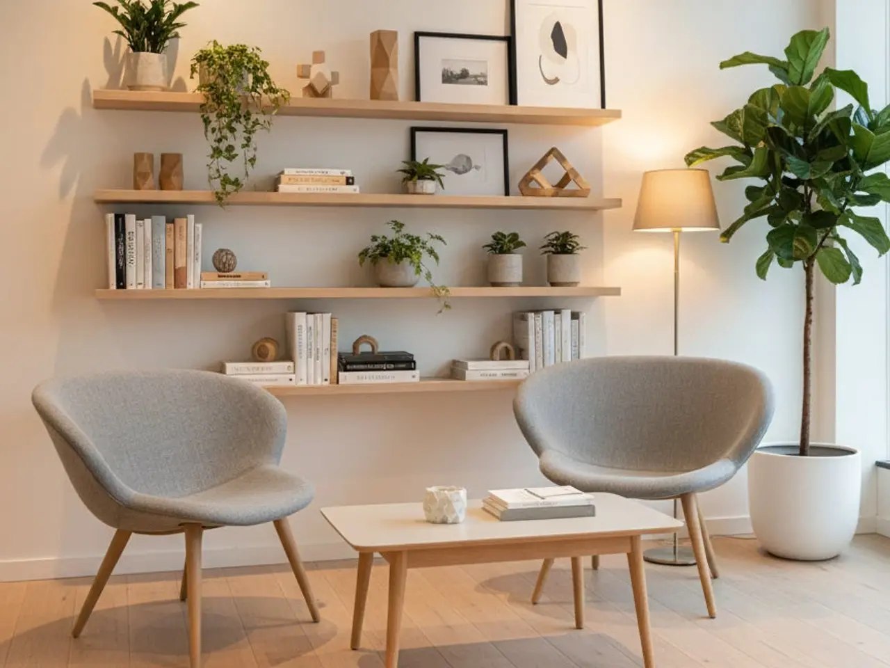 Billede 2 - +HALLE Capri Loungestol – Grå med Eg Stel