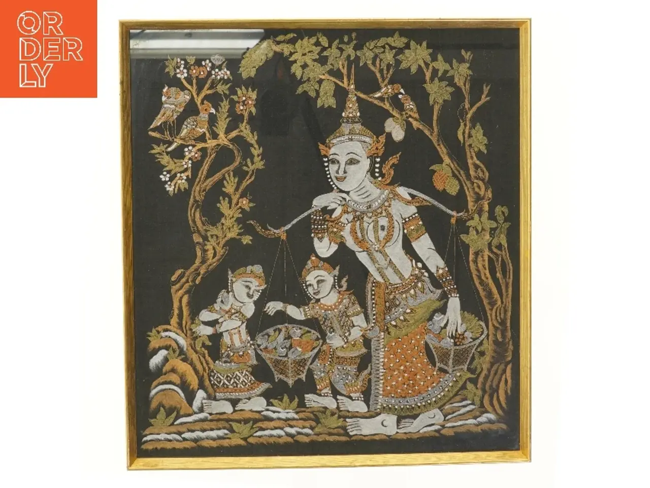 Billede 1 - Indrammet thailandsk maleri (str. 49x44,5 cm)