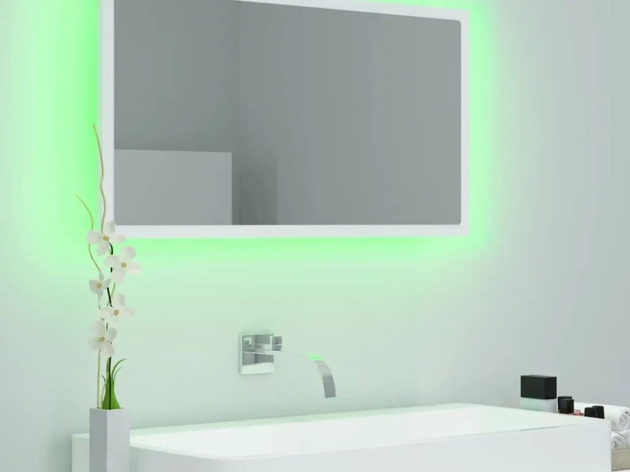 Billede 5 - Badeværelsesspejl med LED-lys 80 x 8,5 x 37 cm - hvid
