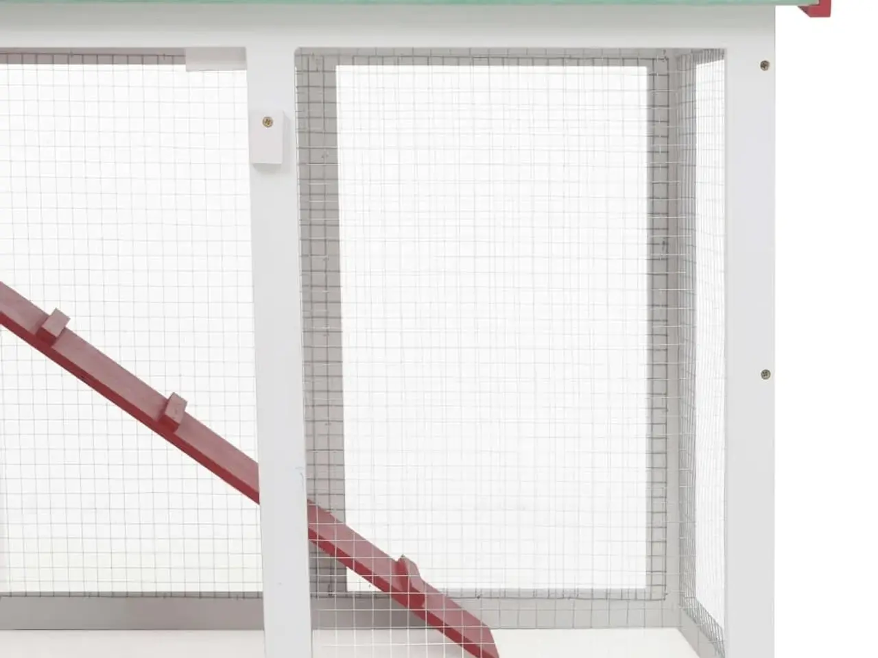 Billede 4 - Stort udendørsbur til smådyr 145×45×84 cm - træ, rød/hvid