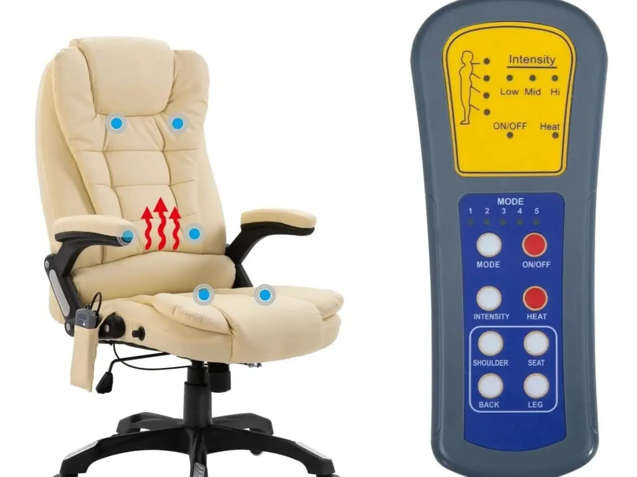 Billede 6 - Kontorstol med massage og varme - cremefarvet