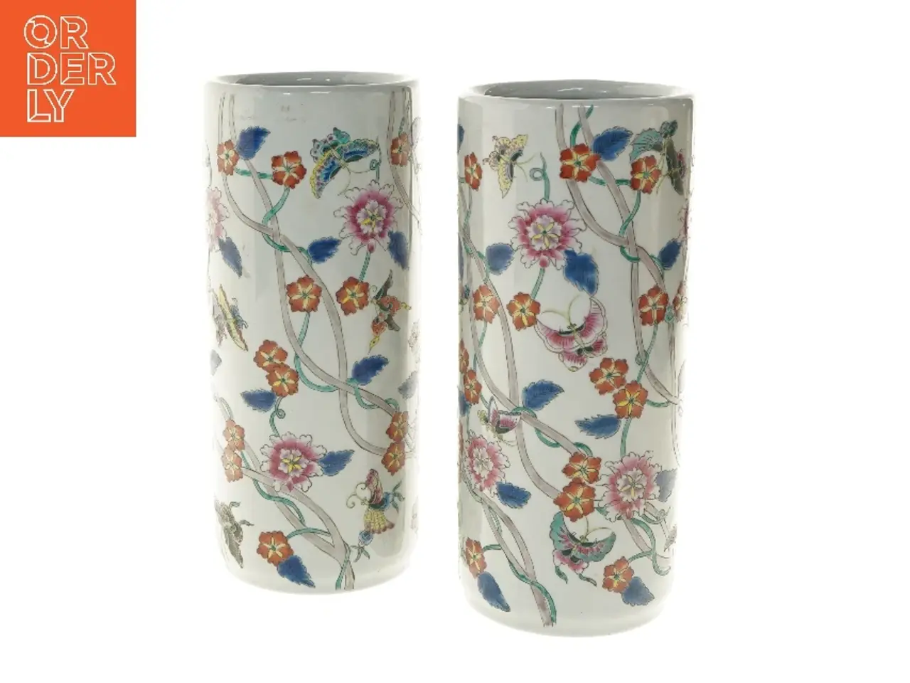 Billede 1 - Dekorative vaser med blomsterdesign (str. Ø 11x29 cm)