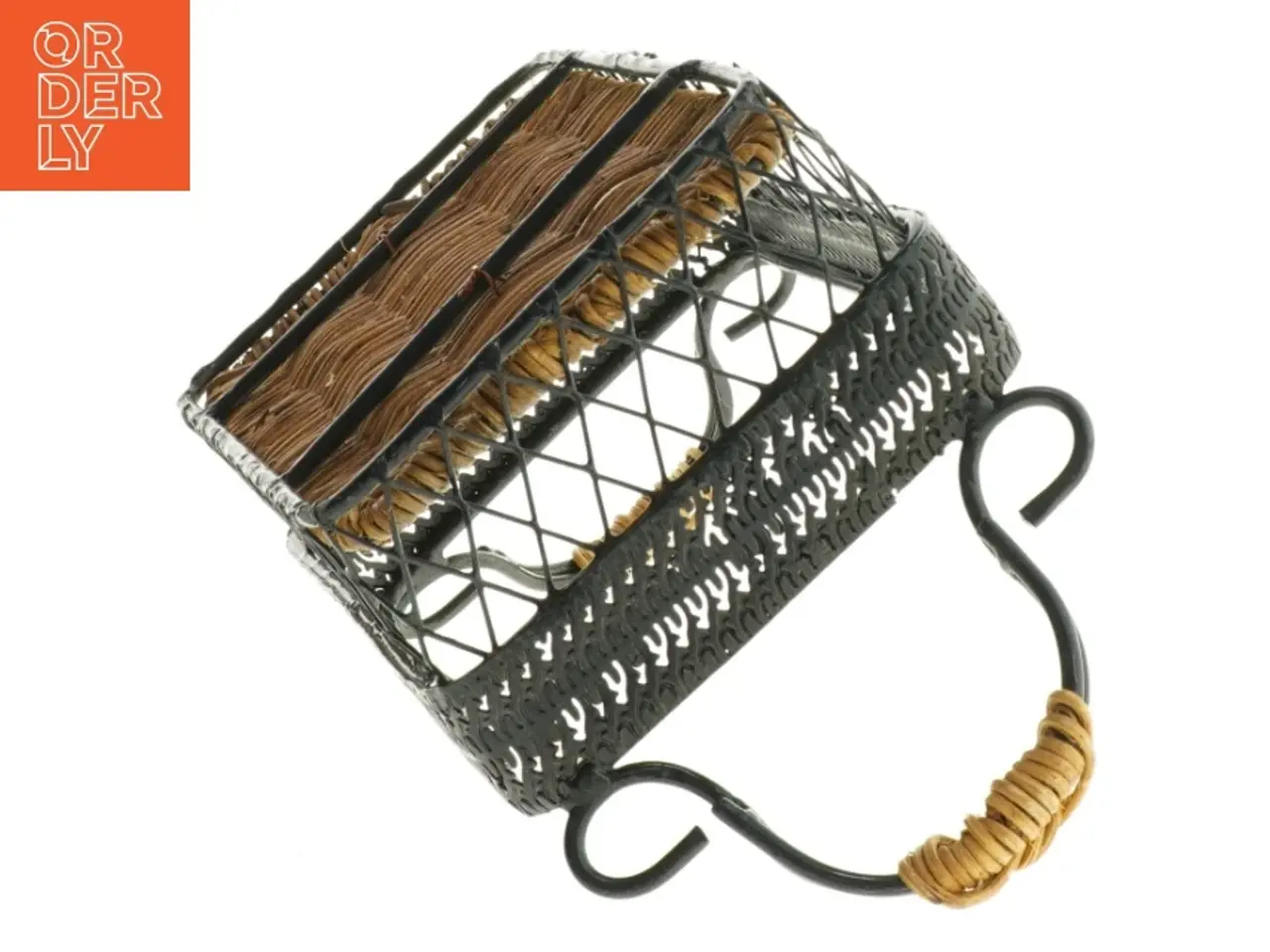 Billede 3 - Metalkurv med håndtag og flet (str. 21 x 13 cm)