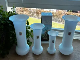Holmegaard Trompet vaser i opal glas