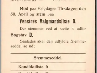 Venstres Valgmandsliste 1918 - Helsagskort - Postkort - Brugt