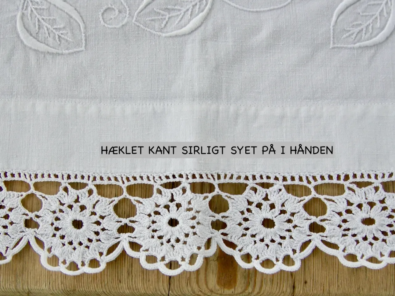 Billede 7 - 130 X 130 BRODERET HØRDUG - HÅNDBRODERET - HØR