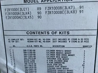 Komplet pakning sat til Yamaha FXR 1000 
