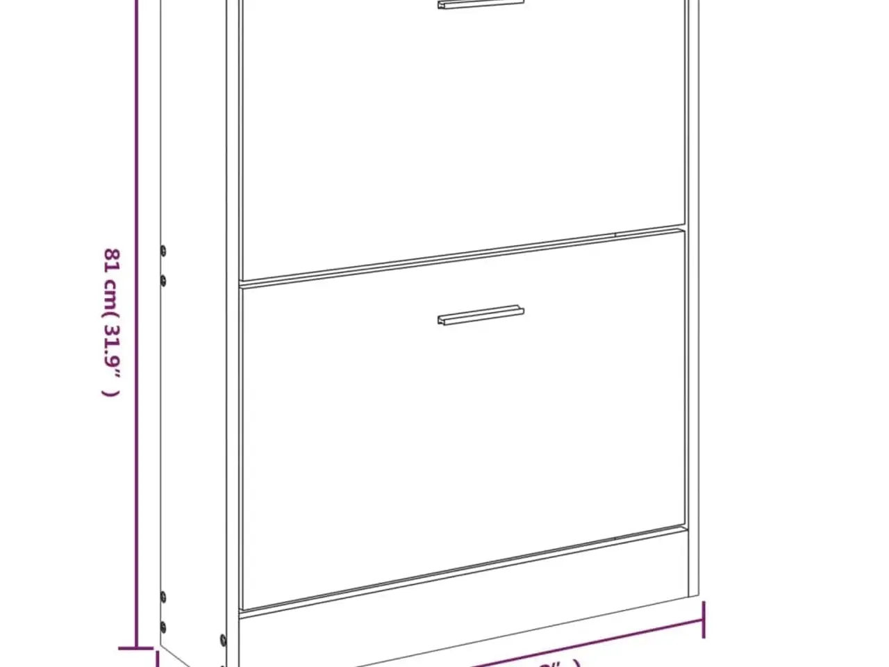 Billede 8 - Skoskab - hvid, 59 × 17 × 81 cm, konstrueret træ