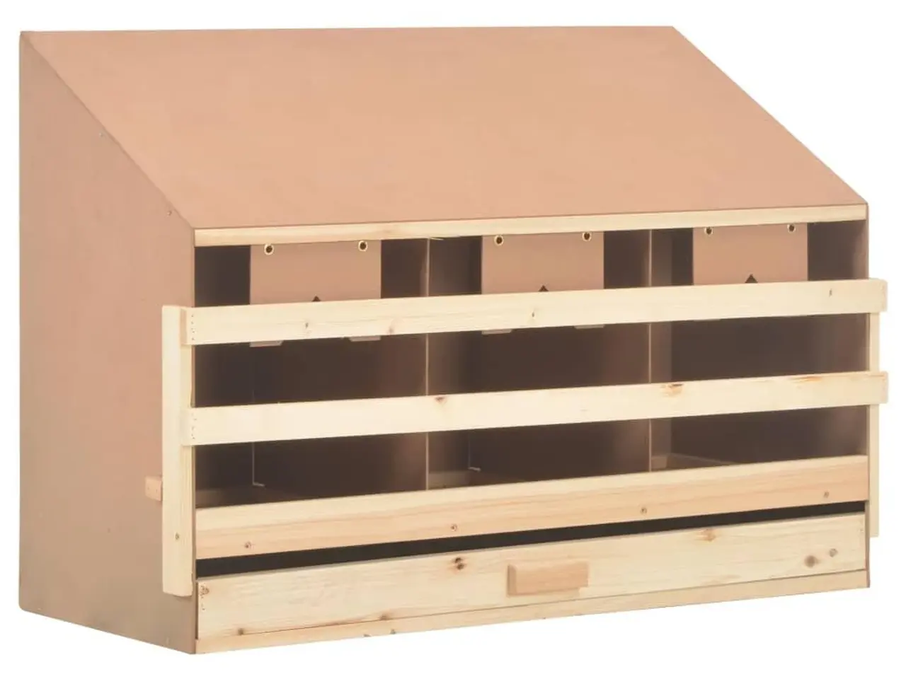 Billede 2 - Rugekasse i træ - 3 rum, 93 × 40 × 65 cm, massivt fyrretræ